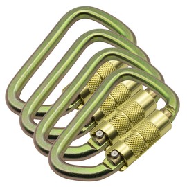 Auto Locking Carabiner 30KN=6500lbs Heavy Duty Large Clip Climbing Carabiner Twist Lock Carabiners for Rock Climbing, Camping, Gym,Rescue (CE Rated,D Shape),Gold