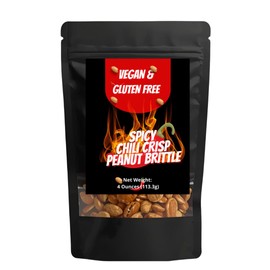 Spicy Peanut Brittle with Chili Crisp, Old Fashioned Peanut Brittle Candy made with Chinese Chilli Crisp, Vegan and Gluten Free Sweet and Spicy Snack, 6 Ounce Bag