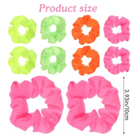 Hpmjz 8 Pcs 80s Neon Hair Scrunchies Solid Colors Elastic Hair Bands Soft Neon Hairs Ties 90s Scrunchy Ponytail Holders Silk Satin Hairs Accessories for Women Girls Party Outfits Workout Costumes
