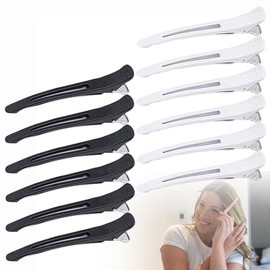 Broches Cabello Mujer Clip, 12 Clips para Cabello Estetica Antideslizante y Inoxidable para Peinar y Seccionar, Pinzas Pelo Peluqueria, Estilismo, Picos de Garza para Estilismo (12)
