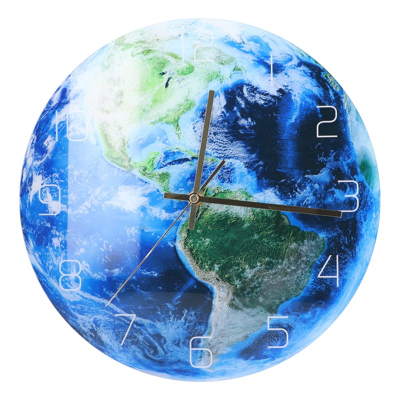 Earth Wall Clock Acrylic Silent Movement Accurate Cutting Stable Non