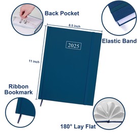 Planner 2025-8.5'' × 11'' Weekly & Monthly Planner 2025 from January 2025 to December 2025, Large Planner 2025 with Pefect Organizer, Fabric Cover, Inner Pocket, Blue