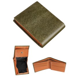 Fabriczio Men's Bifold Wallet, Box Shape, Coin Purse, Thin, Soft, Easy to Use, Italian Leather, Large Capacity, Genuine Leather by Leading Leather Craftsmen