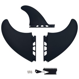 OITRCSS Surfboard Fin Set, 3 Fins (2 Side Big+1small Center fin Style), Stronger Nylon Construction with Screws, Wax Comb and Key (Single tab)