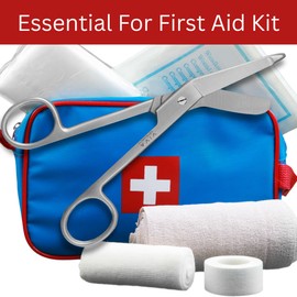 Medical Grade Lister Bandage Scissors, Stainless Steel Blunt Tip Safety Scissors with Angled Blades for Cutting Bandages, Tape, Gauze, First Aid Kit Emergency Medical Scissors