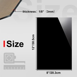 KINLINK 8x12 Plexiglass Sheets 1/8 inch Thick - 3mm Black Cast Acrylic Sheet, Plastic Board Polycarbonate Sheet for DIY Project, Craft, Table Top, Acrylic Sign and Wedding Invitation 4 Pack