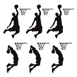 Ximimark 6Pcs Durable Cartoon Basketball Player Wall Sticker - Eye-Catching Decor for Cars, Homes, & RVs - Vibrant Living Room Vinyl Decals & Switch Stickers
