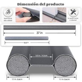 BEAUTY CHOICE Cubre Polvos para Puertas, Guardapolvo para Puerta 37in, Protector de Puertas Casa de Doble Borde，Burlete y Atrapa Polvo para Puerta con Bloqueo de Ruido/Viento/Insectos（Gris）
