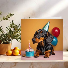 Dachshund Birthday Card - 147mm x 147mm