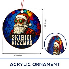 Duducraft Funny Santa Ornament – Meme Christmas Tree Decoration for Teens, Boys, Men – Hilarious Rizzmax Toilet Trend Ornament, Skibidi-Inspired Holiday Gag Gift, Acrylic Hanging Decor