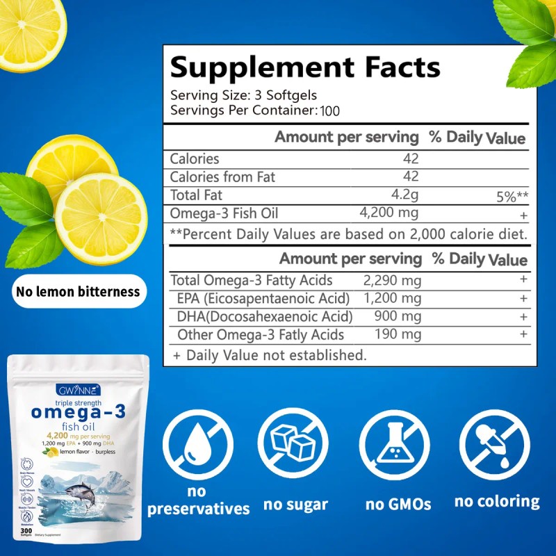Gwynne Omega 4200mg 300 Cáps Bacalao Aguas Profundas Ártico Noruego