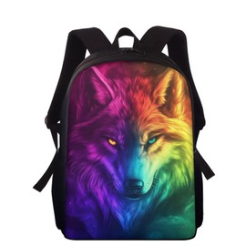 Wnbucioht Animal Wolf School Backpack for Kids Boys Bookbag Schoolbags 15 Inch Galaxy Wolf School Daypack for Kindergarten Children Rucksack Travel Hiking Bagpack