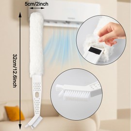 Maxqzin Under Fridge Cleaning Tool, Mini Split Cleaning Kit Dusters Portable Air Conditioner Cleaner with 4 Replaceable Brush for Refrigerator Air Conditioner Furniture