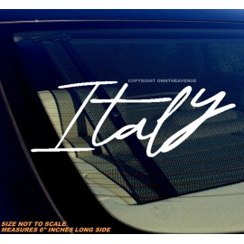 OwnTheAvenue Italy Cursive Style Euro Racing Vinyl Decal Sticker 6" Inches - White Vinyl