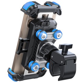 JOYROOM JOYROOM Motorcycle Phone Mount Holder - [Dual Vibration Dampener] 150mph Anti-Shock Phone Holder for Motorcycle [Upgrade Metal Handlebar Clamp] - Bicycle Bike Phone Holder Mount for 4.7-7" Phones,Blue
