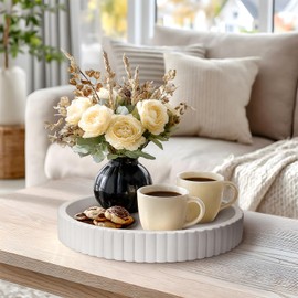 MAONAME Concrete Decorative Tray for Coffee Table, 11" Modern Gray Round Tray, Modern Circle Serving Trays, Dining Table Centerpiece Tray for Home Decor, Bathroom, Living Room