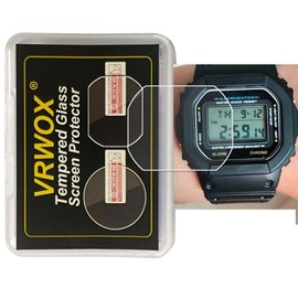 VRWOX [Pack of 2] 9H Tempered Glass Film for Watch DW-5600 99% Clarity Anti-Scratch Durable Easy Care Protective Film 2.5D Curved DW-5600E