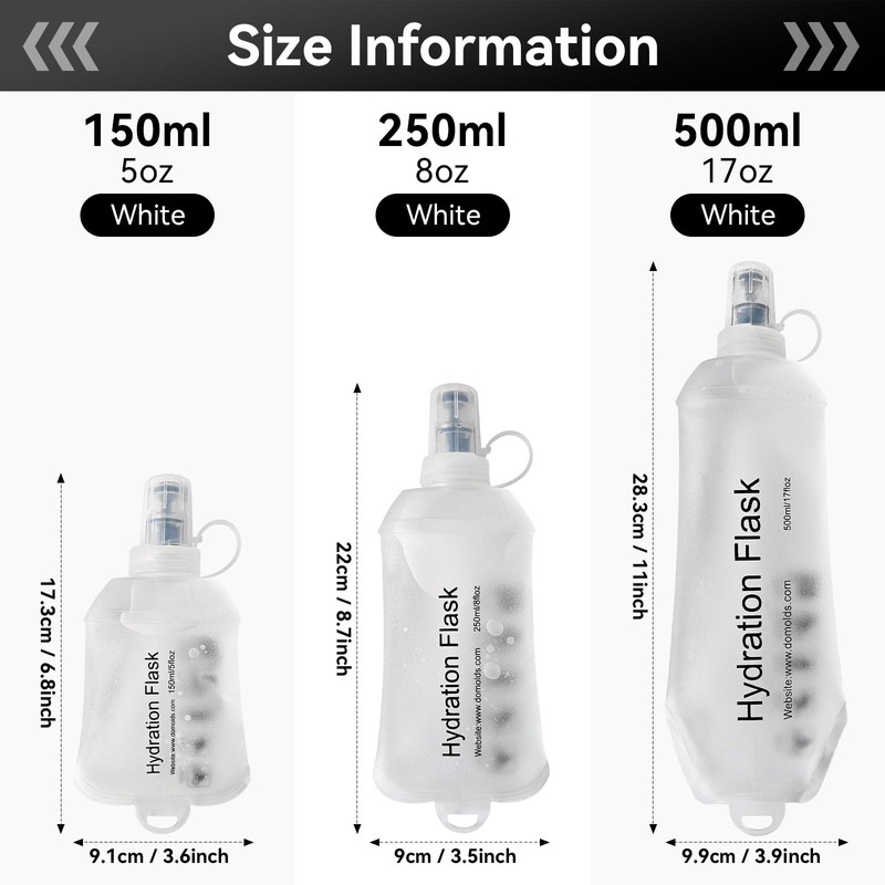 SHELEMB 500ml Soft Flask, Soft Water Bottle for Hydration Packs,