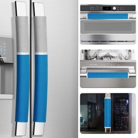 MRKG Refrigerator Door Handle Covers, Set of 5, Washable Without Fading, Keep Your Kitchen Appliance Clean from Smudges, Drips, Food Stains, Oil, 15.6X 5.6 inches, 6x3.5 inches (Blue, Grey)