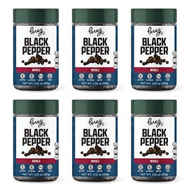 Pereg Black Pepper Whole (4.25 Oz x 6 Pack) - Made with Naturally Harvested Peppers - Natural Black Peppercorn Spice - Strong & Aromatic Taste - Non-GMO & 100% Natural – Grinder Refill