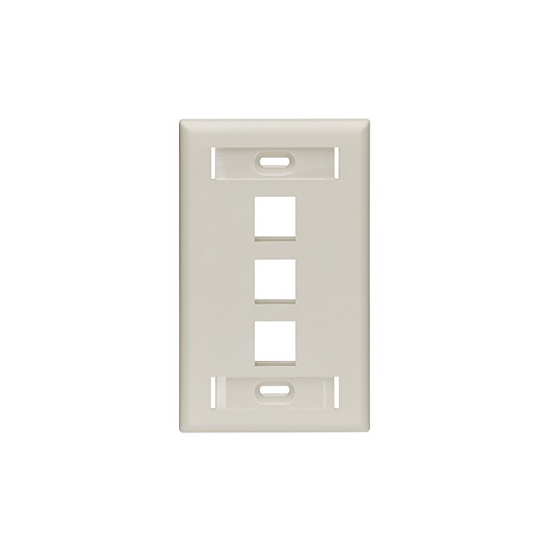 Leviton QuickPort Wallplate with ID Window, Single Gang, 3-Port, 42080-3TS,