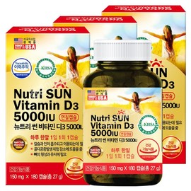 7 additive-free Nutri Sun Vitamin D3 5000IU 180 capsules / 7무첨가물 뉴트리 썬 비타민 D3 5000IU 180캡슐X3개홍화씨유 뼈건강, 180정, 3개