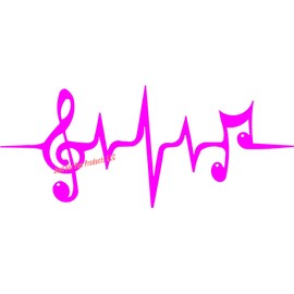 Just For Fun 7 x 3 Music Heartbeat Love Notes Vinyl Die Cut Decal Bumper Sticker, Windows, Cars, Trucks, laptops, etc