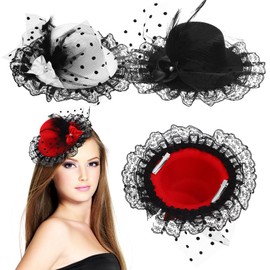 PACKOVE Mini Tea Party Hats Feather Fascinators Mini Top Hat Hair Clip Fascinator Hair Clip Fancy Hair Fascinators Bow Hair Barrette for Women Ladies Multi