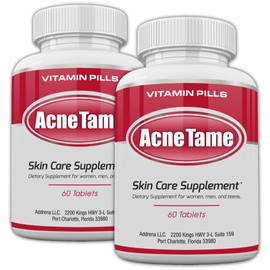 Acnetame 2 Pack- Clear Skin Supplements Pill- Tablets for Oily Skin Treatment, Spots, Blemishes, & Sebum Control for Women, Men, & Teens