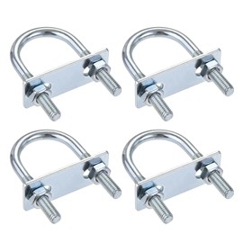 sourcing map Round U-Bolts 4 Sets 1.38"(35mm) Inner Width 75mm Length Steel M8 with Nut, Plate