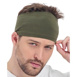 Sweatbands for Men and Women- Unisex Sweat Bands Headbands for Men-Workout Headbands- Head Bands Mens- Running, Sports, Football, Triathlons, Construction, Yoga, Gym (Army Green, 1 Size)