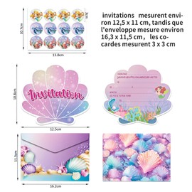 GIONAR 12 Invitation Cards Birthday Children with Envelopes - Models in the Shape of a Shell, Birthday Cards, Birthday Invitations for Girls, Birthday Party