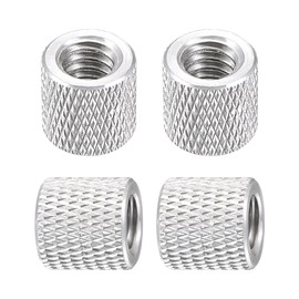 DTGN 1/4 inch - 20 x 0.39 inch (DxH) Tripod Nuts - 4 Pack - Good for Camera Tripod Electronic Equipment - Hand Screw Knurled Drum Nut Connection Fasteners - Silver