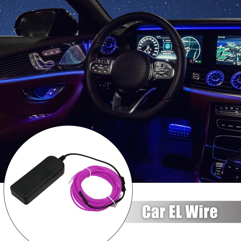 X AUTOHAUX 4 Meter/13ft Neon EL Wire String Strip Purple