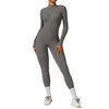 Ecupper Womens One Piece Workout Jumpsuit Zip Up Bodysuit Long