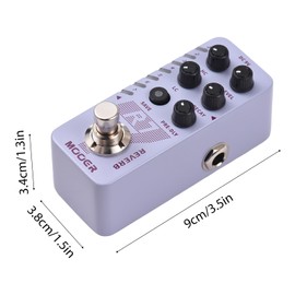 Mingzhe Guitar Digital Reverb Pedal Electric Guitar Effects Pedal 7 Reverb Tones Effects True Bypass Metal Shell DC 9V 6.35mm Input/Output Interface Mini Guitar Reverb Effector