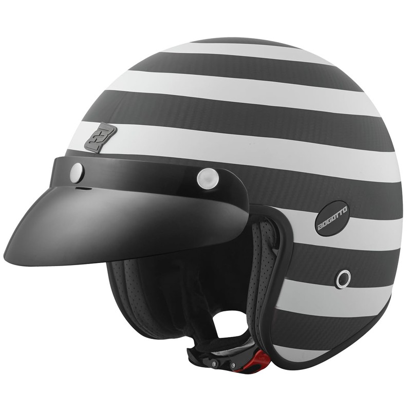 Bogotto V587 Scacchi Carbon Jet Helmet (Black/White, XS)