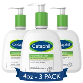 Cetaphil Body Moisturizer, Hydrating Moisturizing Lotion for All Skin Types, Suitable for Sensitive Skin, NEW 4 oz Pack of 3, Fragrance Free, Hypoallergenic, Non-Comedogenic