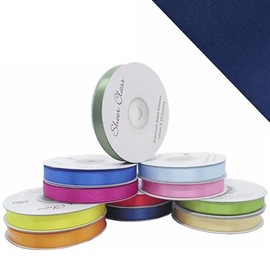 25M Single roll of Double Faced Satin Ribbon 3mm, 6mm, 10mm, 16mm Widths (Navy, 10mm)