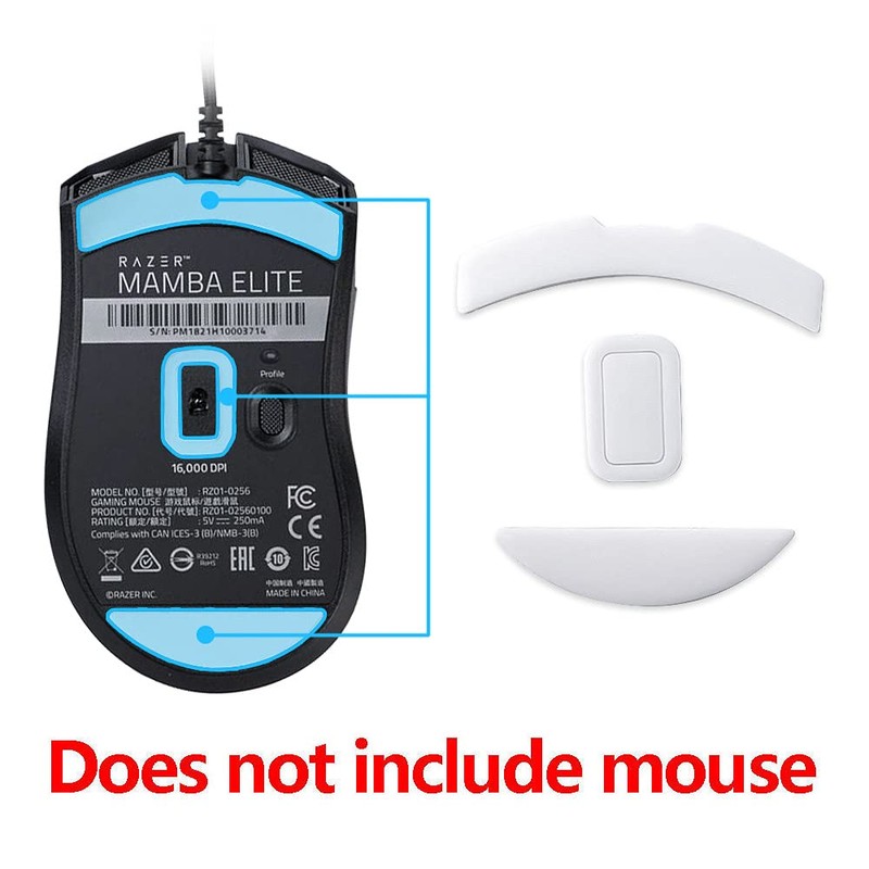 2 Sets White Rounded Curved Edges Mouse Feet Pads Skates