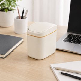 Mini Desktop Trash Can with Cover – Compact Waste Bin for Office Desk, Bedroom, Bathroom & Home Organization