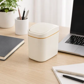 Mini Desktop Trash Can with Cover – Compact Waste Bin for Office Desk, Bedroom, Bathroom & Home Organization
