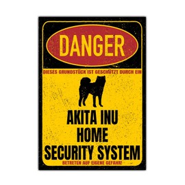 Akita Inu Japan Dog Sign Danger Security System Door Sign Dog Sign Warning Sign Fun