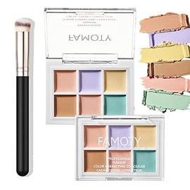 6 Color Correcting Concealer Palette With Concealer Brush, Tattoo Concealer, Cream Contouring Makeup Kit, Corrects Dark Circles Red Marks Scars,Longwear&Easy to Apply, Highlight and Contour, Light Mediumor creamy concealer for mature skin A1 Adjust Skin