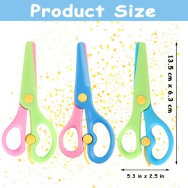 3 PCS Children Safety Scissors Set, Preschool Training Childrens Blunt Kids Art Craft Child-Safe Spring Loaded Plastic Scissor for 3-5 Years Old Children DIY Art Craft