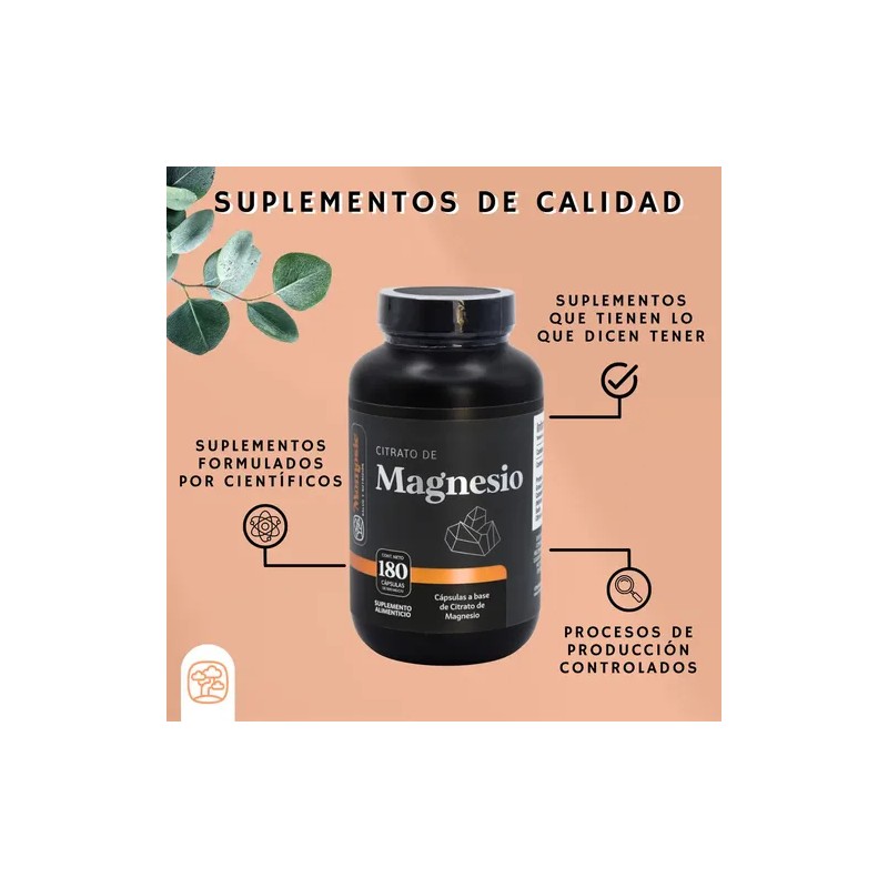 Citrato Magnesio Momosie Suplemento Alta Absorción 180 Cápsulas Puras