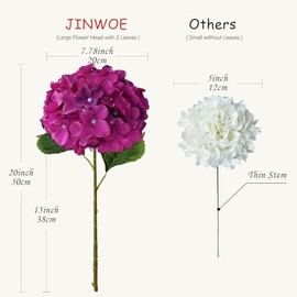 JINWOE Flores moradas oscuras para decoración, 5 piezas de flores de seda realistas grandes de 20 pulgadas para ramo de interior, centros de mesa, arreglos florales para el hogar, boda y hogar