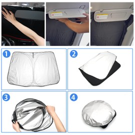 YEE PIN Discovery Sport L550 Sun Shade Car Compatible with Land Rover Discovery 5 L462 Sport L550 2017-2023 2024, Foldable Car Parasol Front Windscreen UV Dust Protection