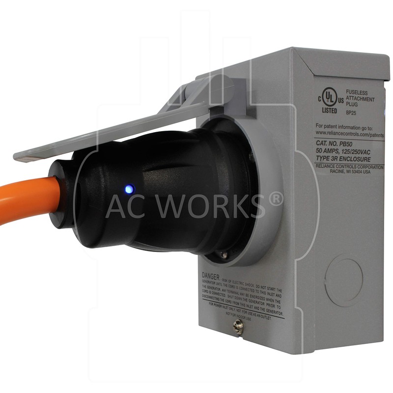 AC WORKS Generator to Transfer Switch 50Amp Inlet Box Adapter