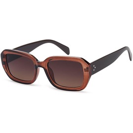 styleBREAKER 09020143 Women's Retro Sunglasses with Wide Plastic Frame and Rectangular Polycarbonate Lenses, Frame brown-mocha / glass brown tinted